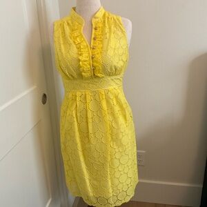 Shoshanna Yellow Eyelet Mini Dress